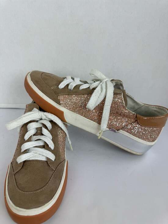 Dolce Vita Zina Rose Gold Glitter and Tan Suede Sneakers - Picture 2 of 8